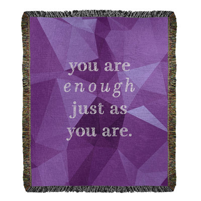 Faux Gemstone You Are Enough Quote Cotton Woven Blanket