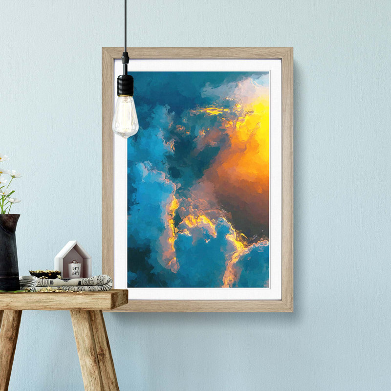Light Through the Clouds in Abstract - Picture Frame Graphic Art Print, 48cm H x 36cm W x 2cm D, Oak Framed