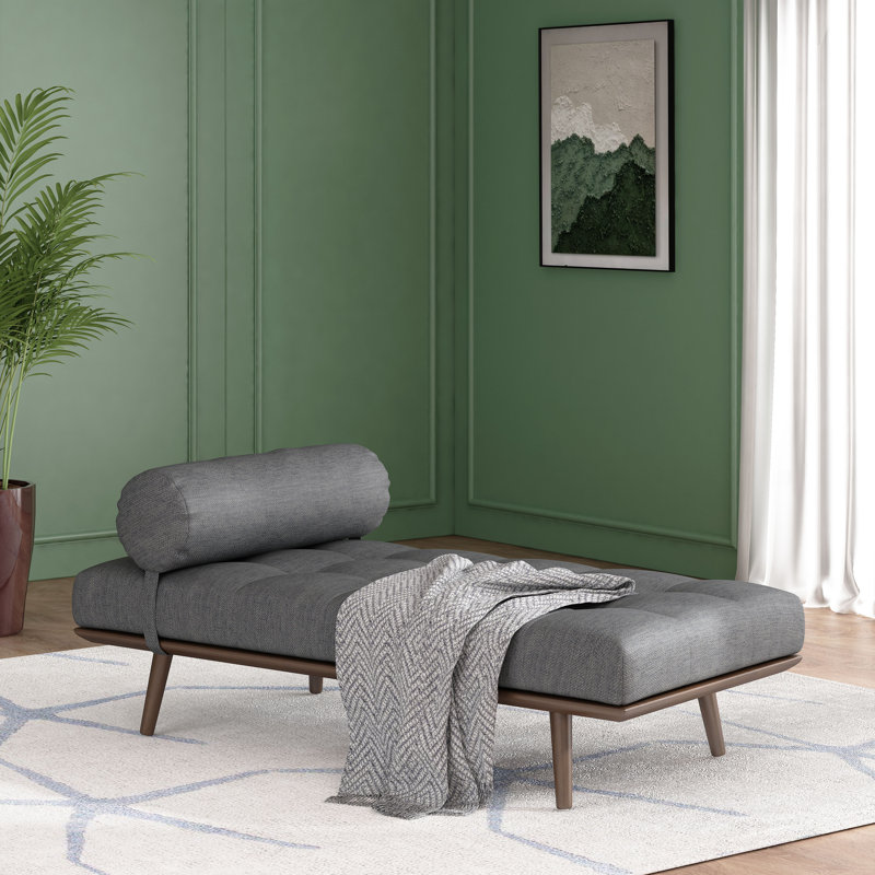 Chaise longue sans accoudoirs, 100 % polyester gris