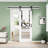 White Primed Glass Mirrored And Solid Wood With Installation Hardware Kit Barn Door(No Assembly Required)-112403643