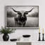 «Black and White Longhorn Bull Farmhouse», images de bureau, impression sur toile encadrée, impression numérique-131636150-131636155