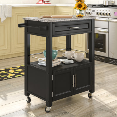 Aleshire Granite Top Kitchen Cart With Storage Space