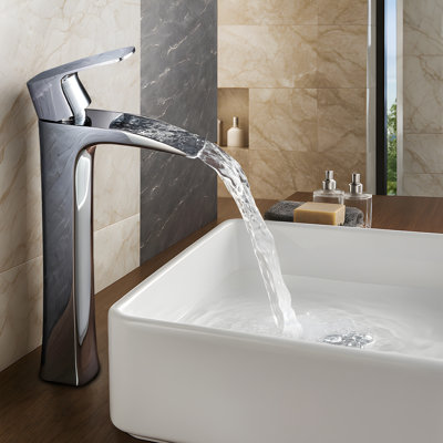 Blossom Single Hole Waterfall Bathroom Faucet – Solid Brass Single Handle Vanity Sink Faucet - F01 305 01