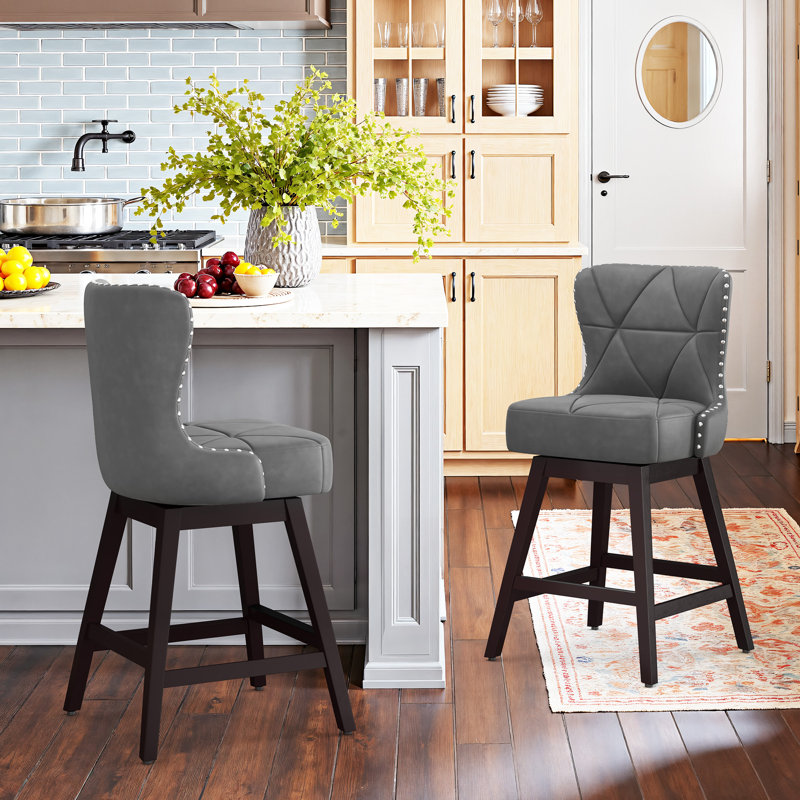 Tabouret de bar pivotant 26 po Zola, Gris foncé