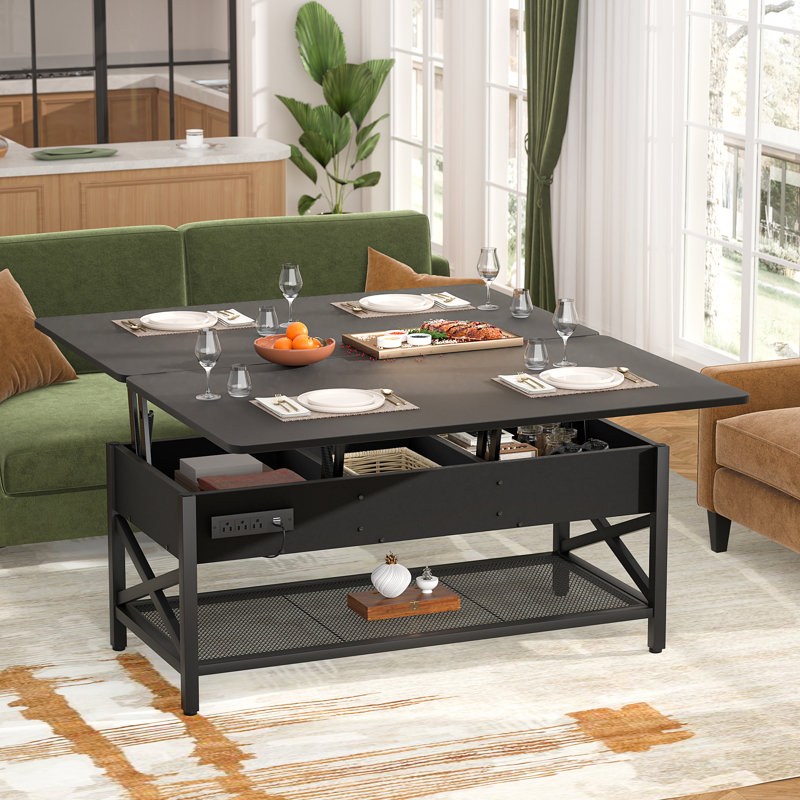 Table basse Kristien, Plateau noir mat / base noire