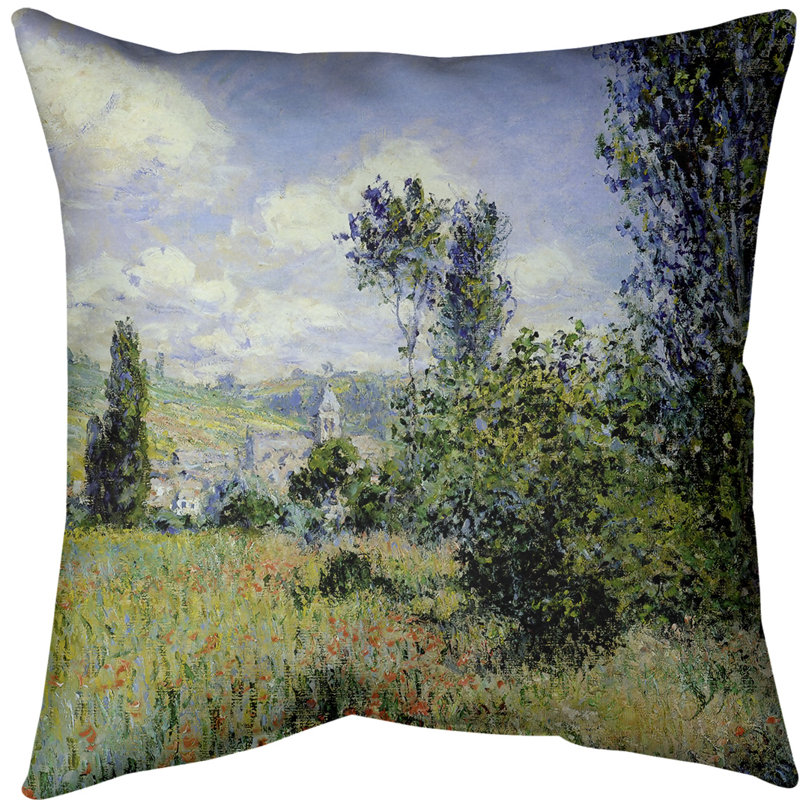 Claude monet path dans le coussin européen sainte-martin, Duvet synthétique, Polyester filé