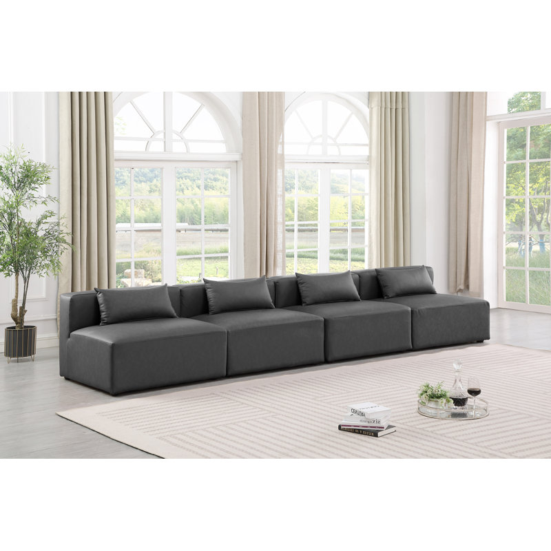 Canapé Cube, Gris anthracite en cuir végétalien