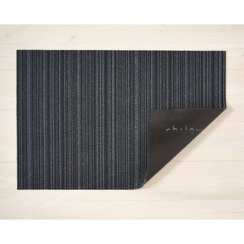 Striped Indoor / Outdoor Doormat, Blue, 0.6cm H x 91cm W x 152cm L