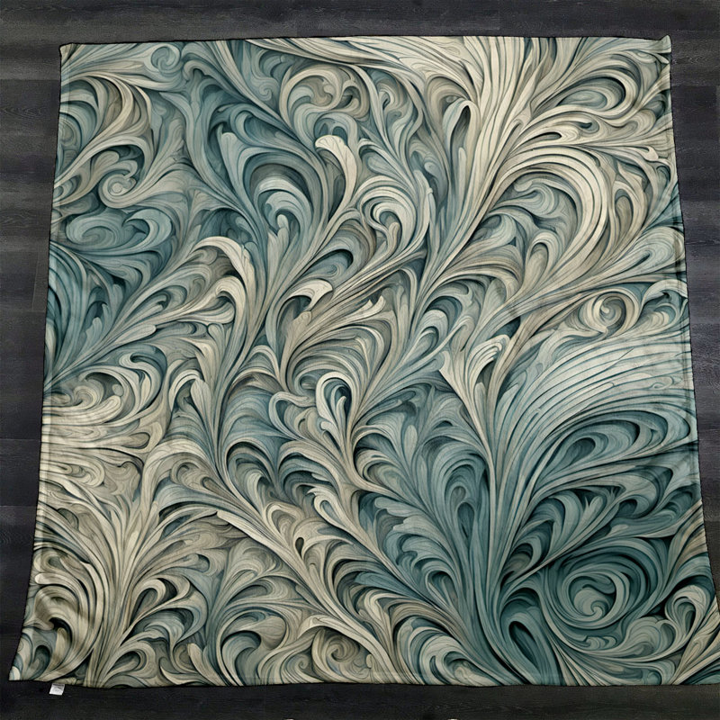 Jeté Richart, L 68 po x L 80 po, Abstrait / Demask, Bleu pâle/brun clair