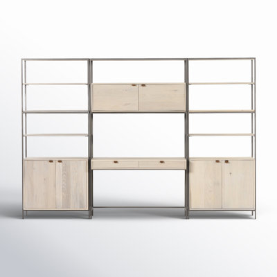 Loki 3 Piece Rectangular Writing Desk Office Set with Hutch