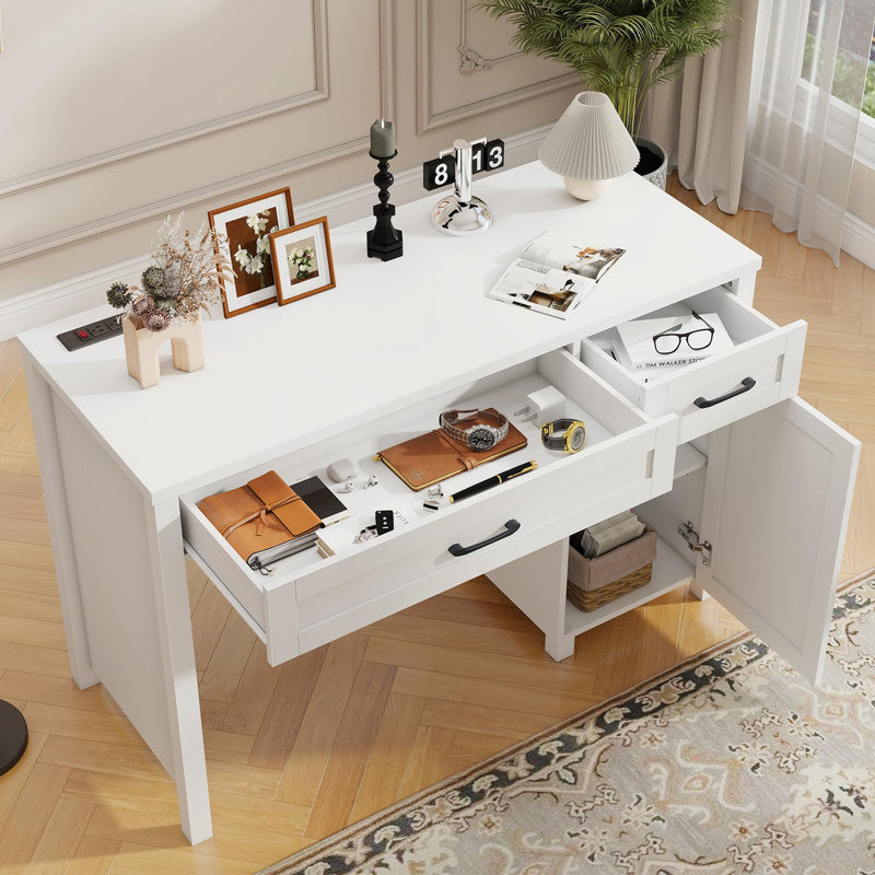 Farmhouse 47" Executive Desk, White