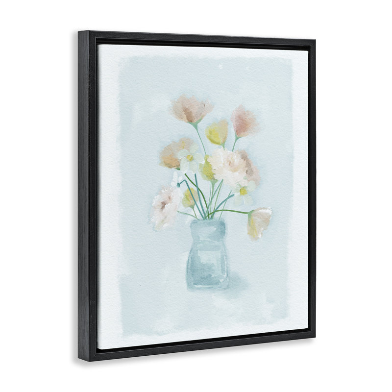 Jolies fleurs dans un cadre flottant dans un vase, design par Leah Straatsma, Cadre flottant noir de jais, H 21 po x l 17 po