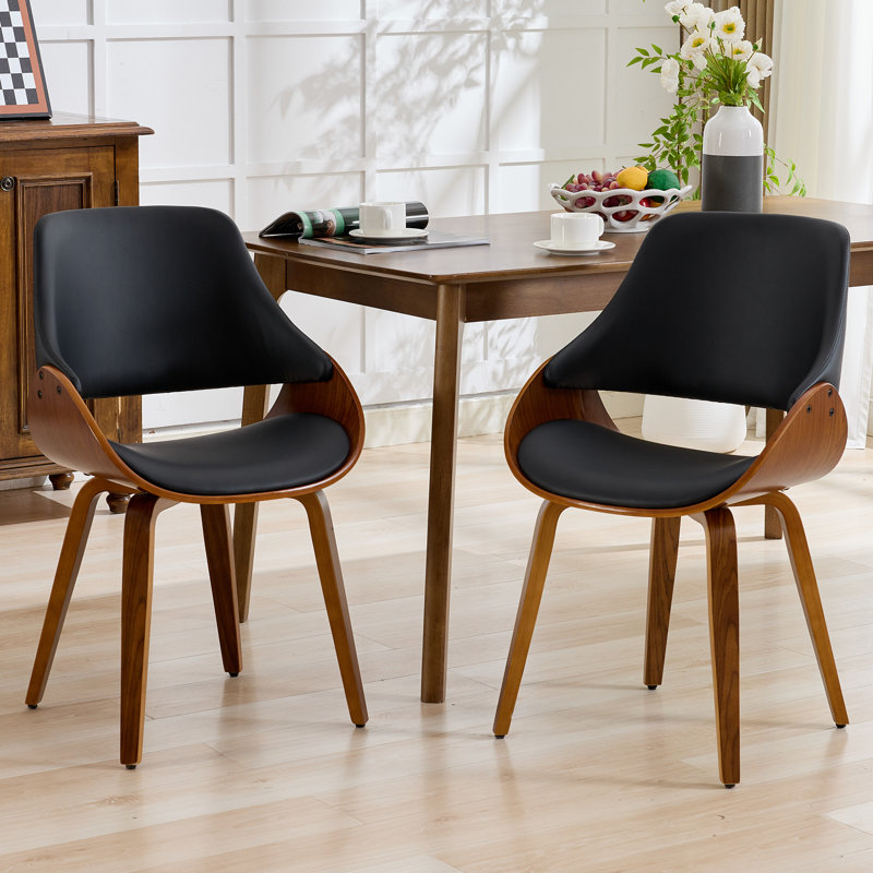 Modern Upholstered Kitchen Wood Dining Room Chairs Side Chairs, Black