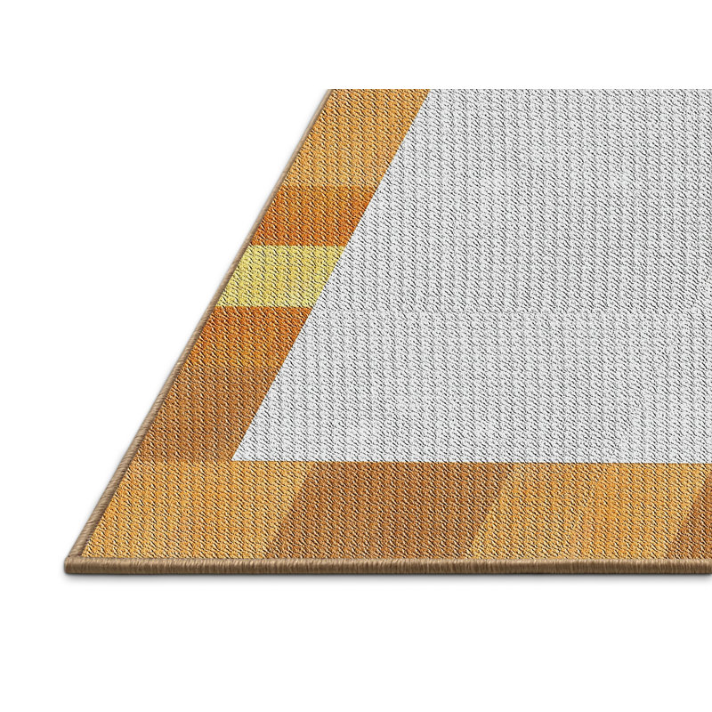 Tapis blanc/brun à motif à motif, Rectangle 5 pi x 7 pi