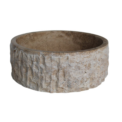 TashMart 16'' Travertine Circular Bathroom Sink