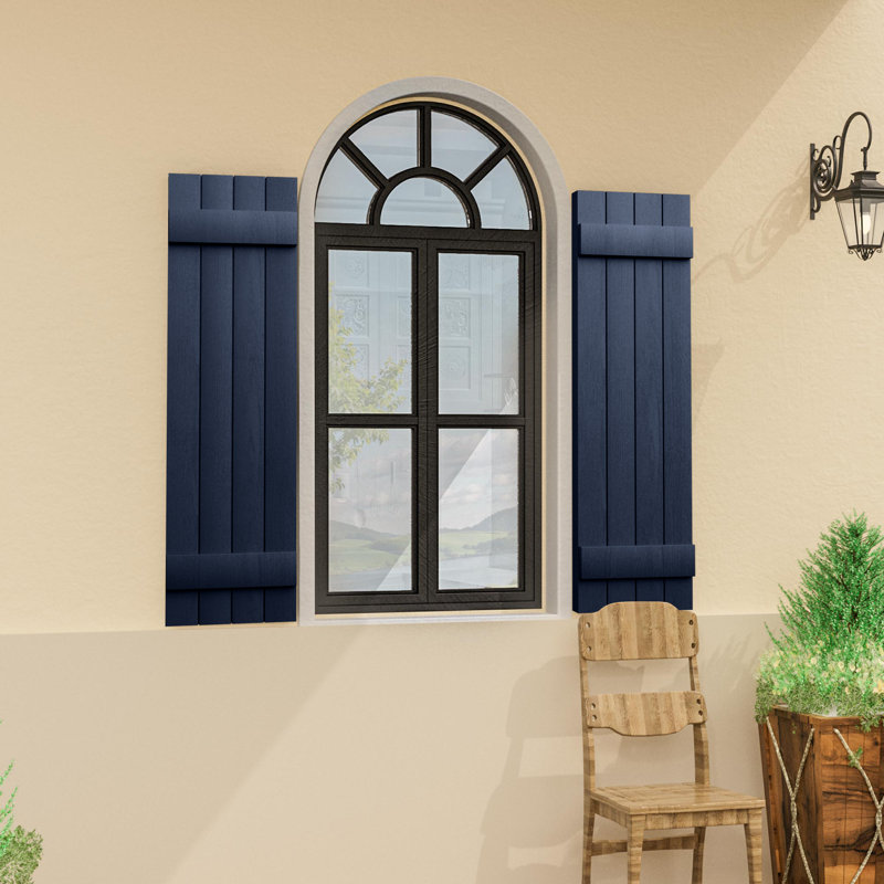 Panneau de polypropylène résistant aux intempéries et rideaux de lattes de 14,5 po, facile à installer (ensemble de 2), Bleu