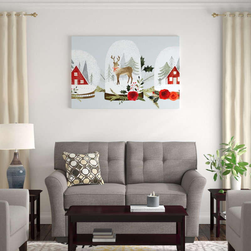 « Snow globe village collection D » par Victoria Barnes-impression d’art graphique sur toile tendue, H 32 po x l 48 po
