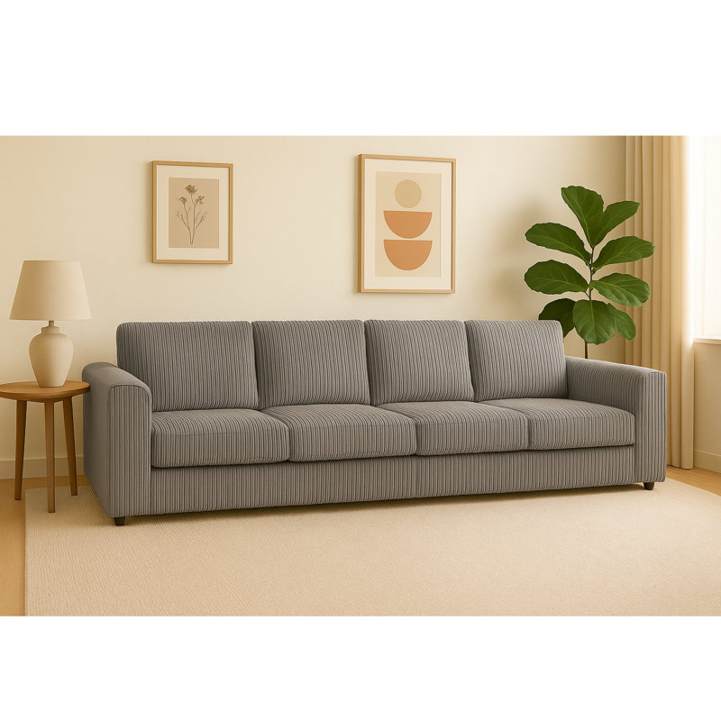 4 Seater Corduroy Sofa, Grey