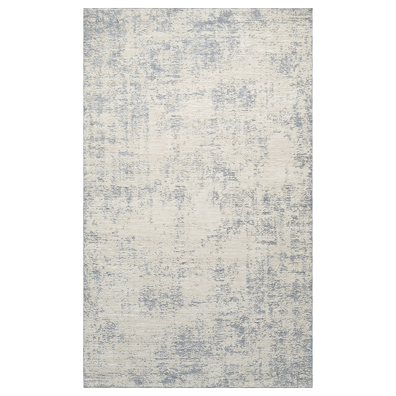 Tapis d'intérieur contemporain abstrait ivoire / bleu pierre Melby, Rectangulaire 2 pi x 3 pi
