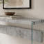 Table d'appoint, console, vestibule, étroit, canapé, salon, chambre à coucher, stratifié gris, verre trempé transparent, contemporain, moderne