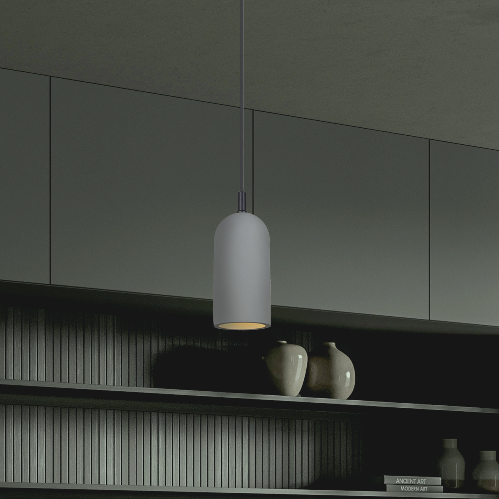 Kaylauni Single Light Concrete Pendant, Black/Gray