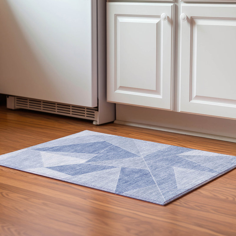 Premium Machine Washable Mayfield AMF636 Geometric Rug, 1'8" x 2'6", Sky