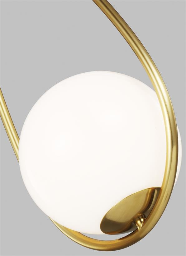 Alain Single Light Glass Dimmable Pendant, Burnished Brass