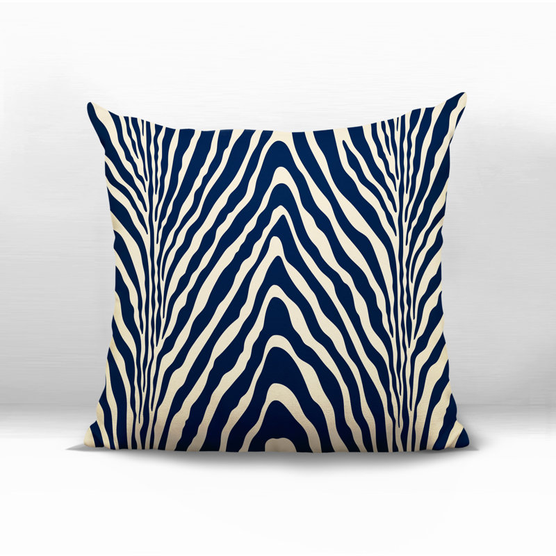 Oreiller carré réversible intérieur / extérieur Gilda, Bleu, Carré 17 po