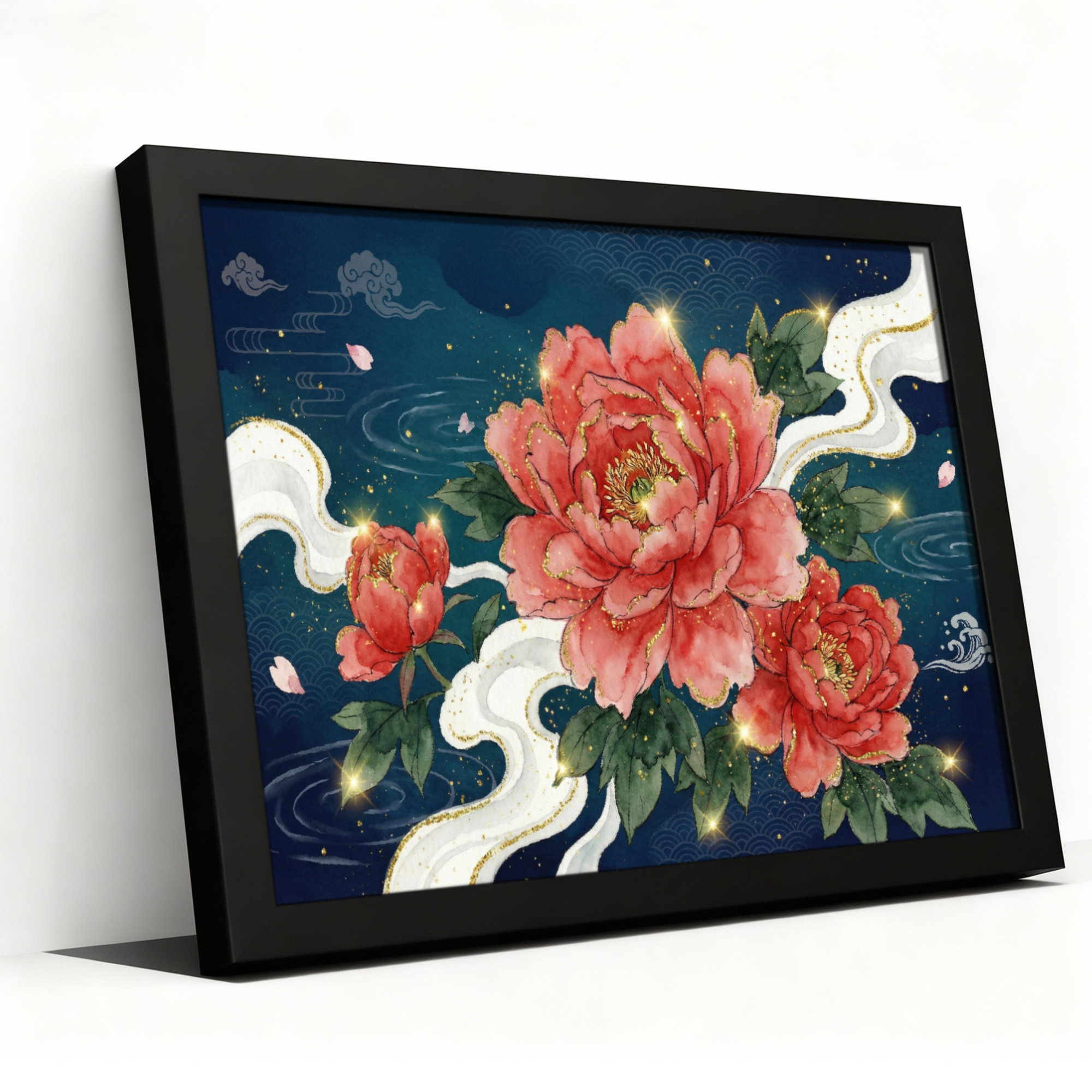 Astoria Grand Peony Flowers And Clouds Chinese Style Canvas Wrapped ...