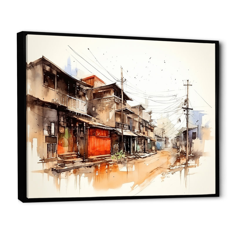Art urbain, sérénité urbaine en Chine, Cadre flottant noir, H 34 po x l 44 po x P 1,5 po
