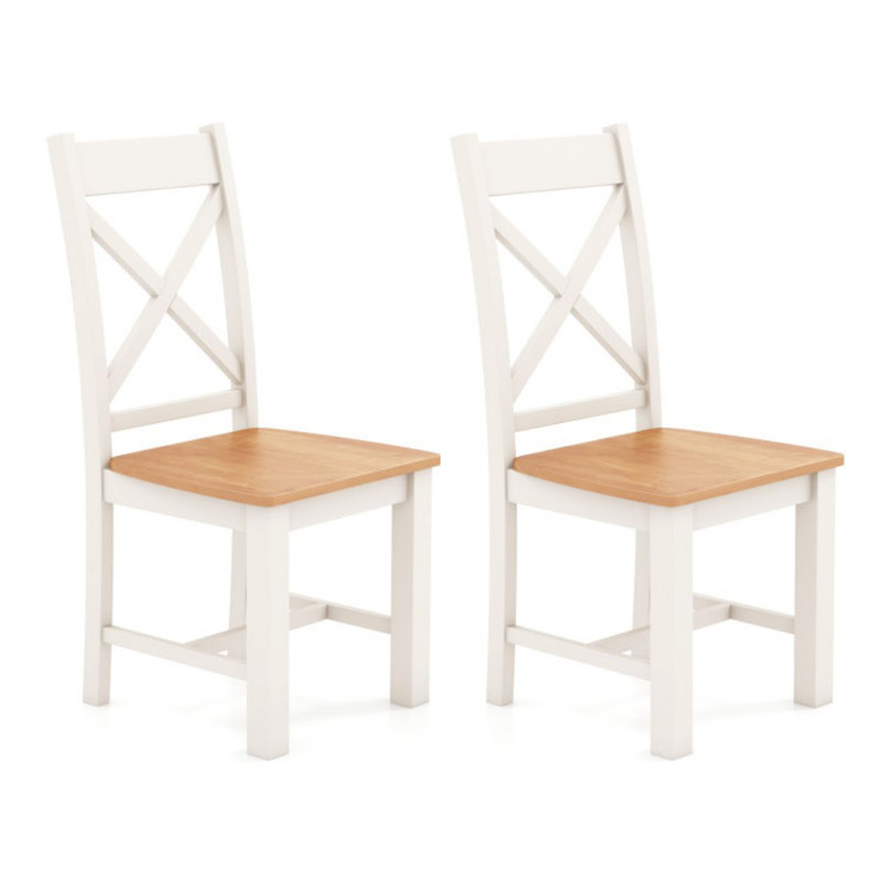 Ensemble de 2 chaises en bois avec dossier haut et structure en bois d'hévéa