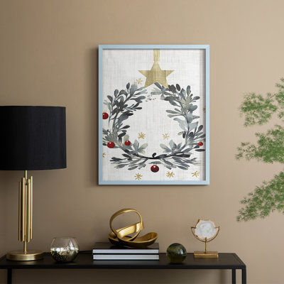 «Christmas Holiday Art», reproduction encadrée en bois massif