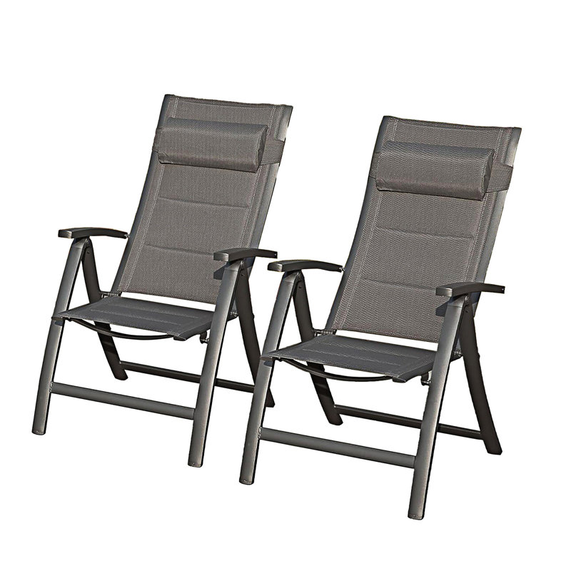Patio Folding Chairs Set Of 2, Black