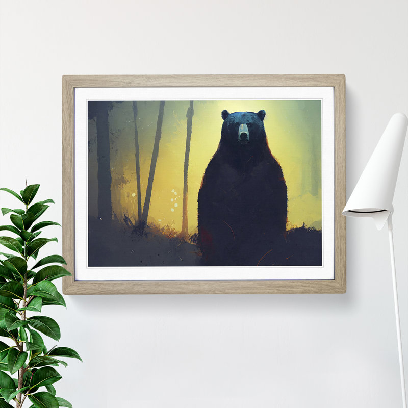 Bear - Framed Print, Oak, 46cm H x 64cm W x 2cm D