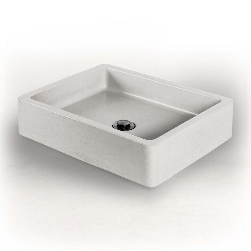 Newterra Handmade Rectangular Vessel Bathroom Sink, Sand