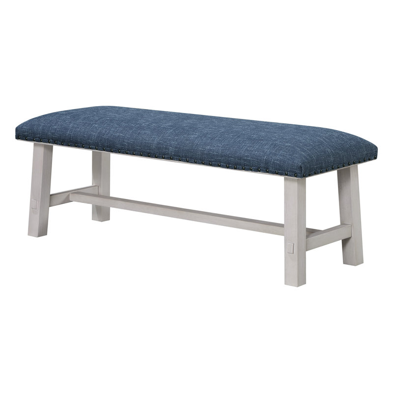 Callen Bench, Navy, White Wash