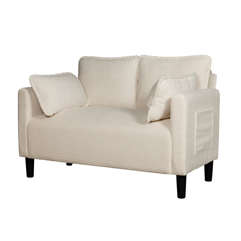 Causeuse moderne en velours côtelé 48 ", Beige
