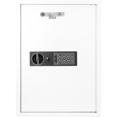 Coffre-fort à clé pour armoire murale - 100 clés, blanc, clavier numérique en acier, touches blanches, fonction d'alerte de batterie
