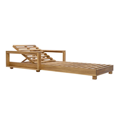 Structure de chaise longue d'extérieur en bois d'acacia moderne Larkin avec dossier inclinable réglable pour patio, piscine et arrière-cour
