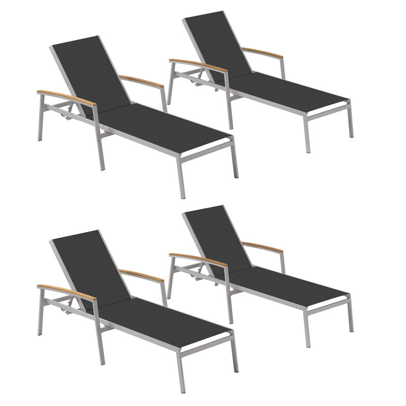 Travira Outdoor Chaise Lounge, Titanium Basketweave, Tekwood Natural, Flint