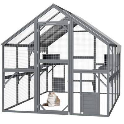 Cage à chat en bois pour l'intérieur et l'extérieur