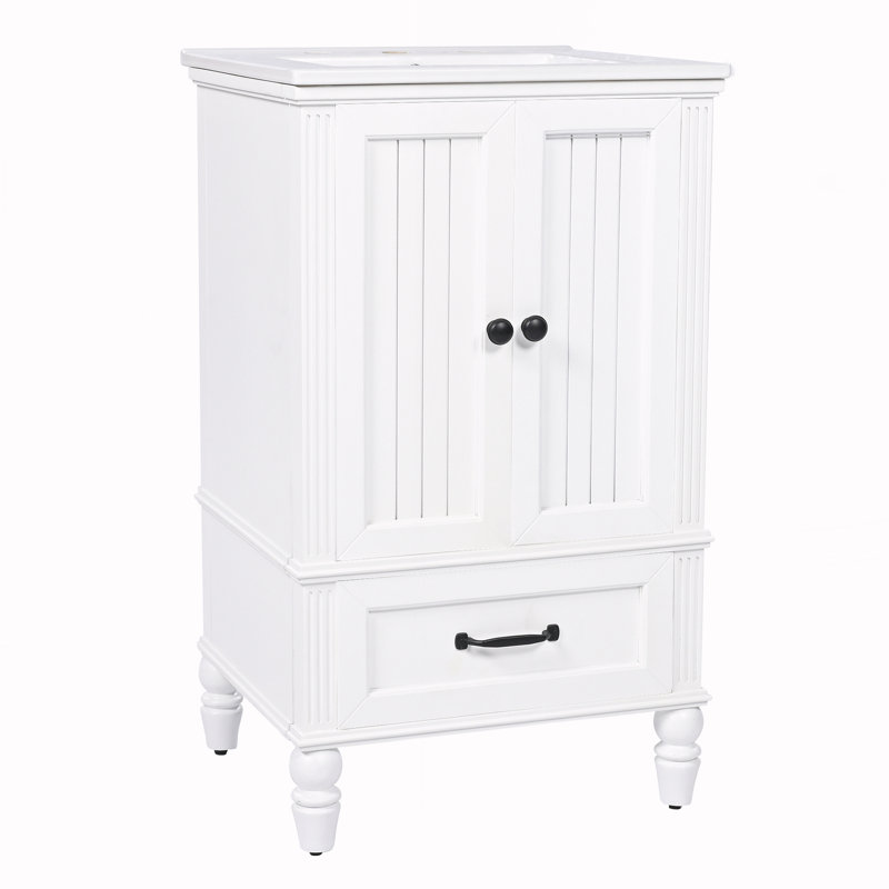 Armoire de salle de bain avec deux portes, Noir, Blanc