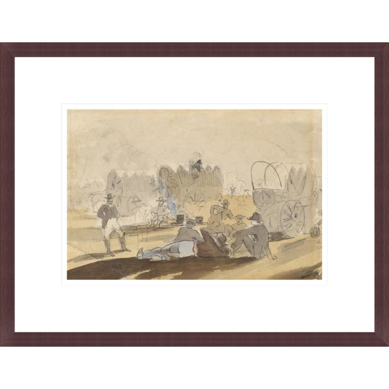 Caravane avec wagons couverts [recto] par Winslow Homer - Impression Giclée encadrée, H 13,1 po x l 16,75 po