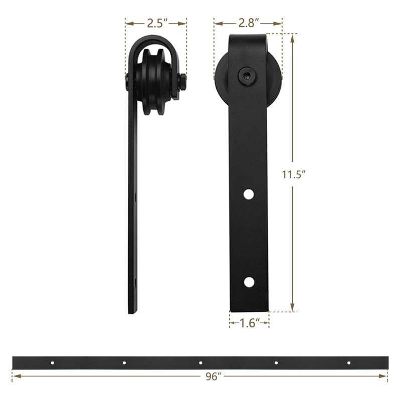 Black Barn Door Hardware Kit Standard Single