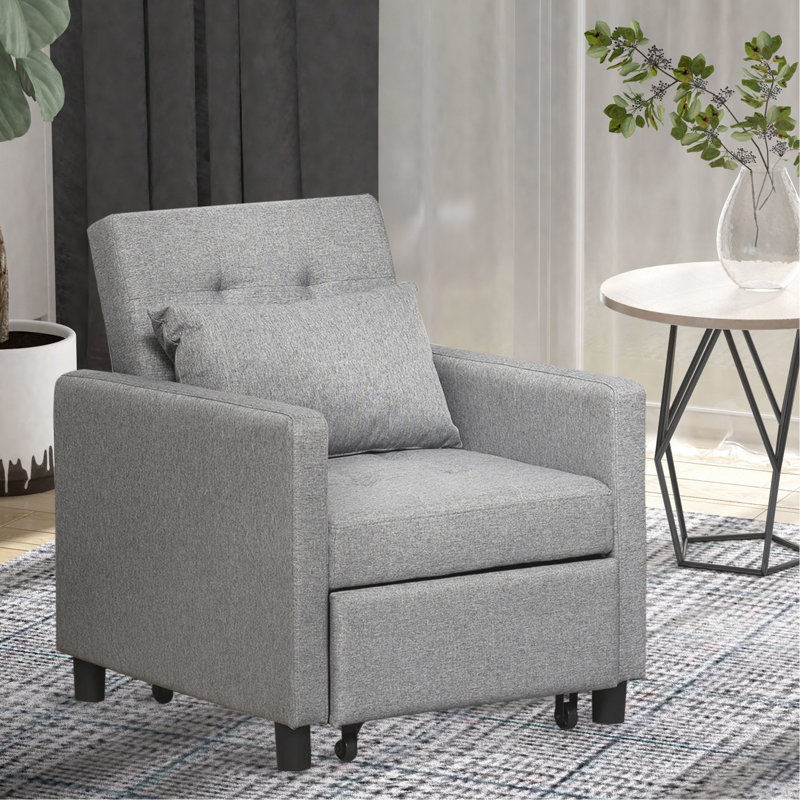 Lit de repos gris, coussin réglable et supplémentaire, fauteuil convertible multifonctionnel - avec angle,