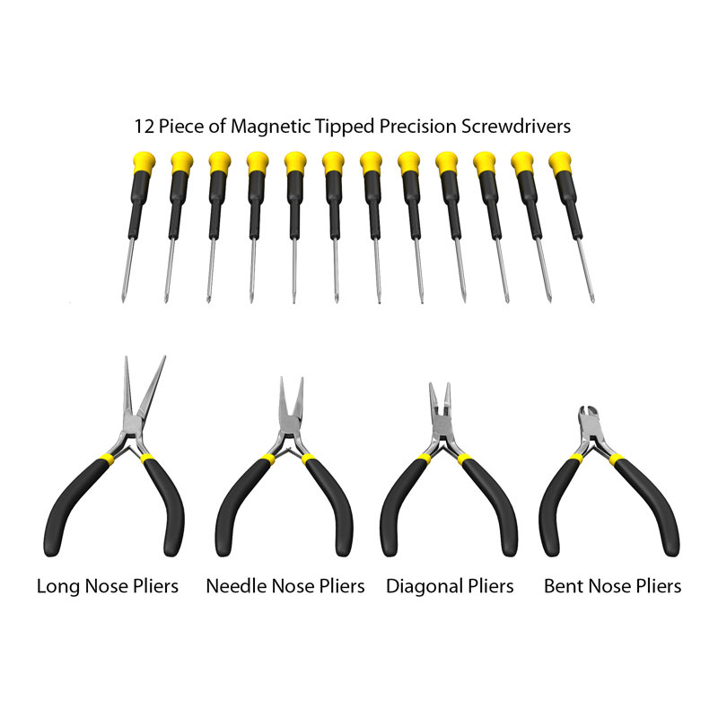 16-Piece Precision Screwdriver Set – Electronics Tool Kit with Nylon Case by Stalwart