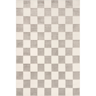 Zhuri Checkered Machine Washable Area Rug