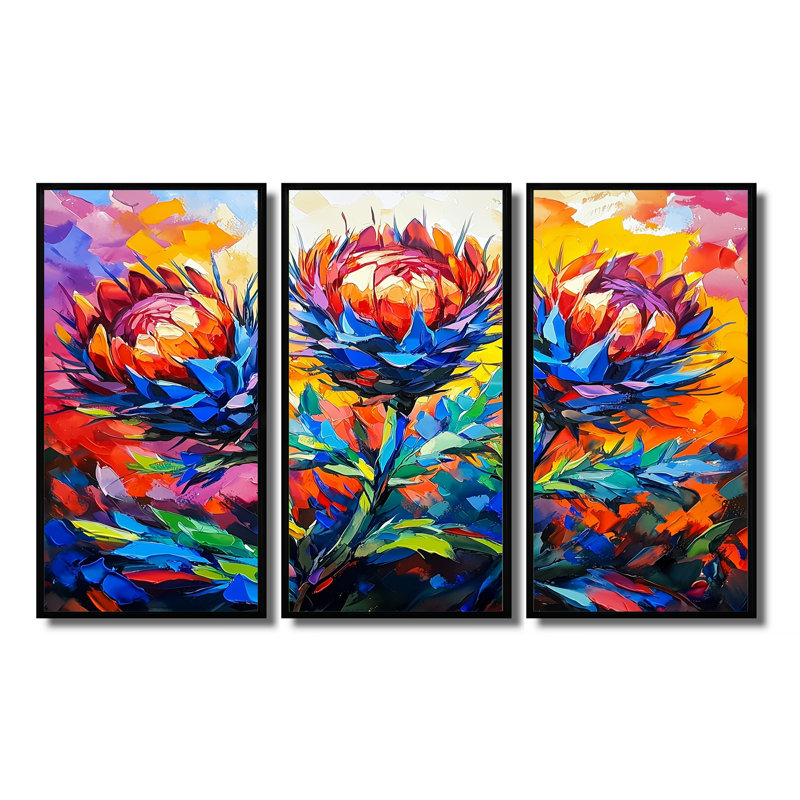 Adaway - chardon, ensemble d'art mural, Reproduction avec cadre flottant, Noir, H 28 po x l 36 po
