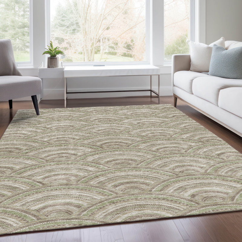 Tapis taupe lavable à la machine de qualité supérieure Prisco, Rectangle 9 pi x 12 pi