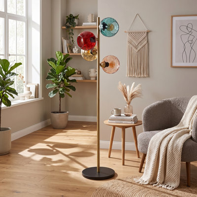 Opus 4-Light Gold Glass Globe Floor Lamp